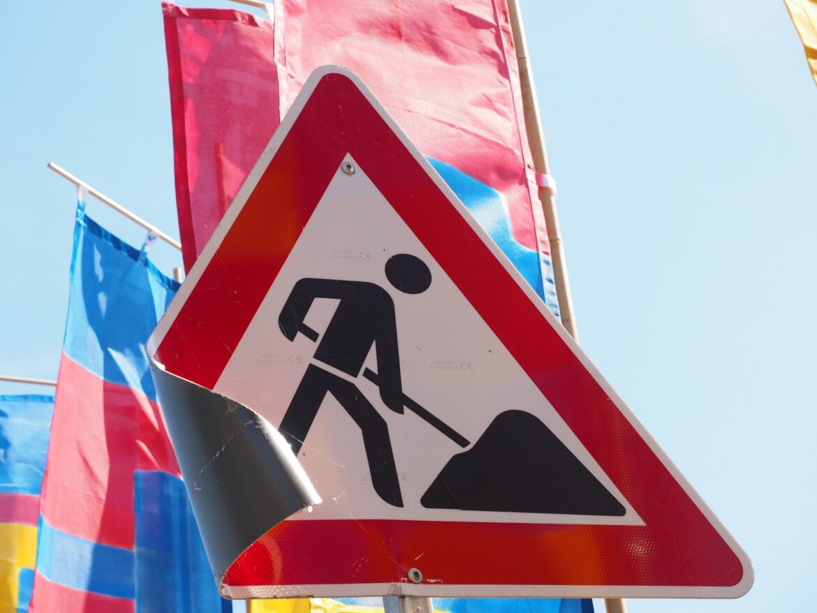 sign, construction site, construction work