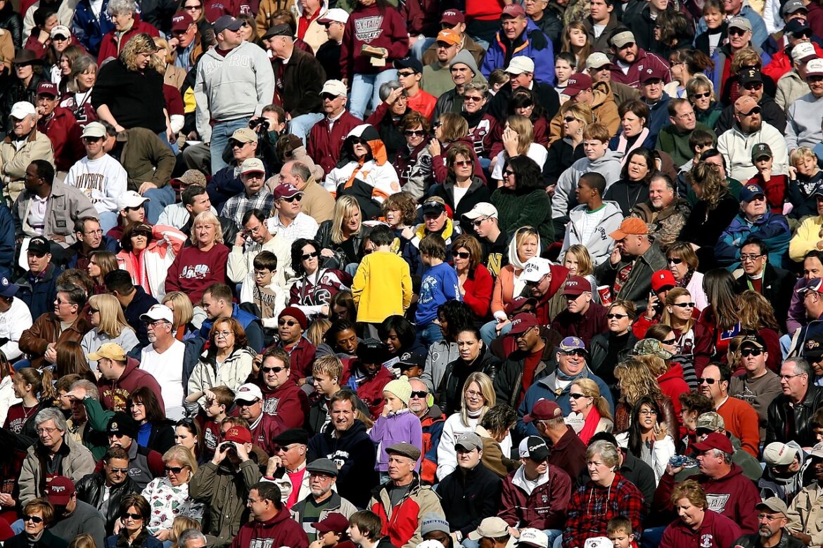 crowd of people, crowd, football fans