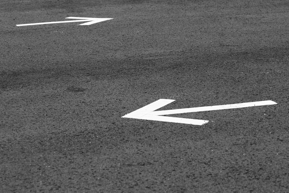 arrow, road, road signs